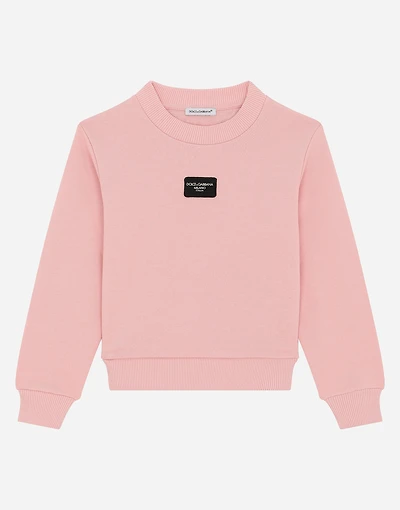 Jersey sweatshirt with logo tag