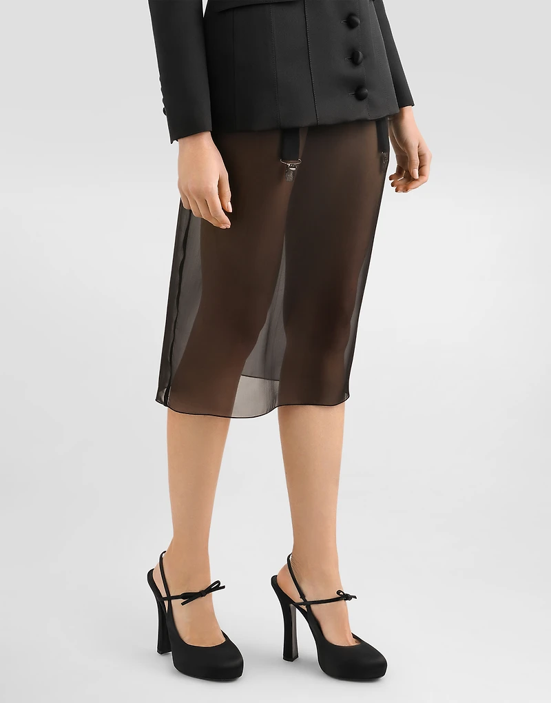Chiffon voile calf-length skirt