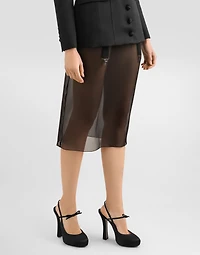 Chiffon voile calf-length skirt