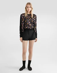 Small rose bouquets-print silk tank top