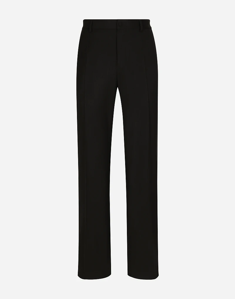 Stretch wool straight-leg pants