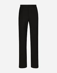 Stretch wool straight-leg pants