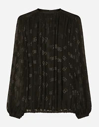 Devoré satin blouse with all-over DG logo