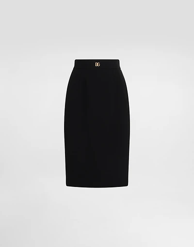 Wool midi pencil skirt with DG logo