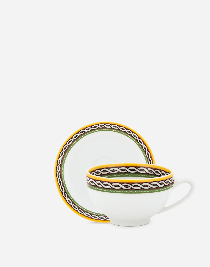 Set 2 Porcelain Espresso Cups with Saucers