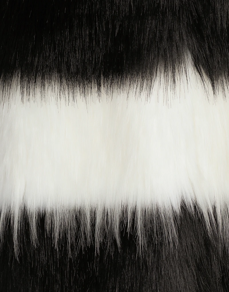 Striped faux fur coat