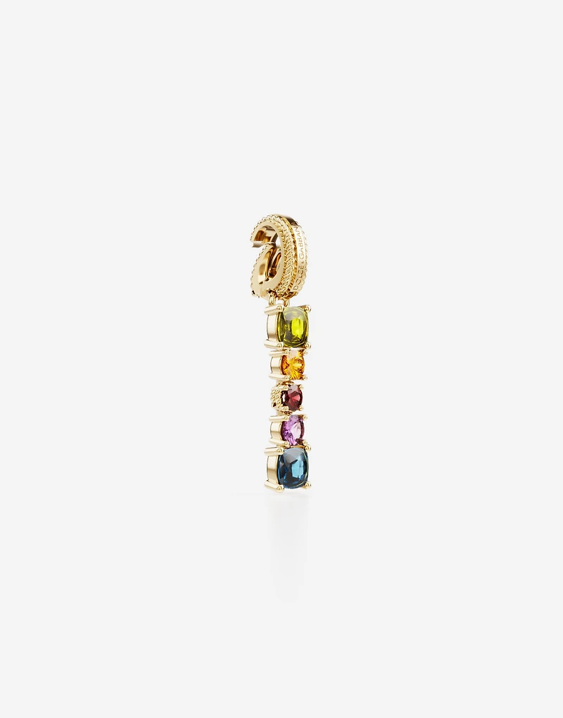 Charm I Lettering 18-carat yellow gold and multicolored gems