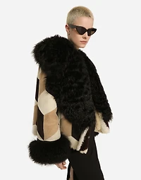 Short heavy jacket sheepskin patchwork