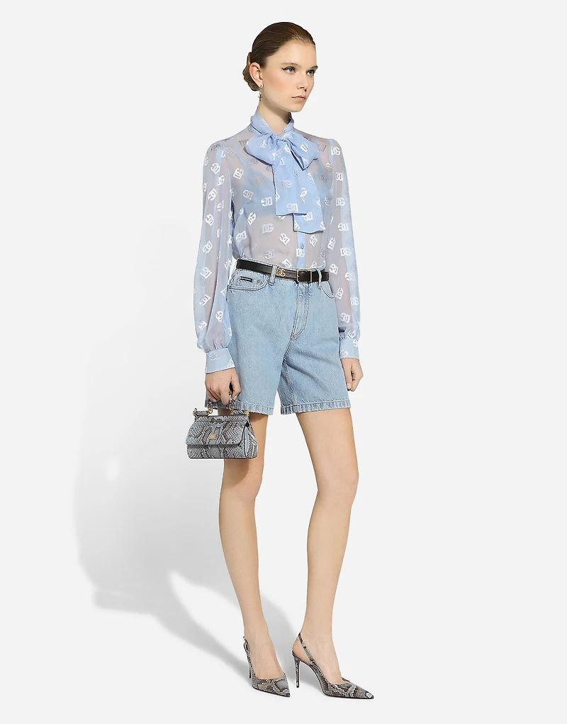 Dévoré silk shirt with DG logo