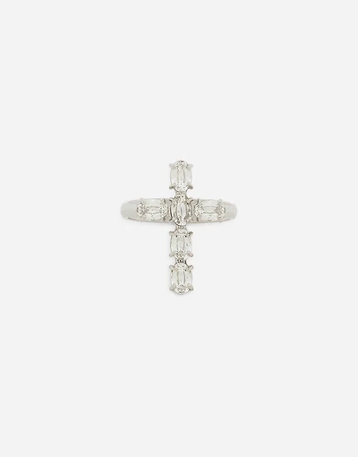 Ring with rhinestone “DNA” cross