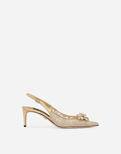 Rainbow lace slingbacks in lurex lace