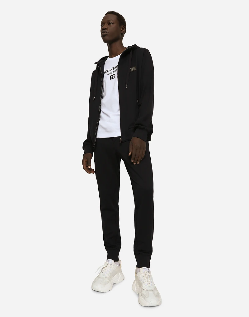 Jersey zip-up hoodie