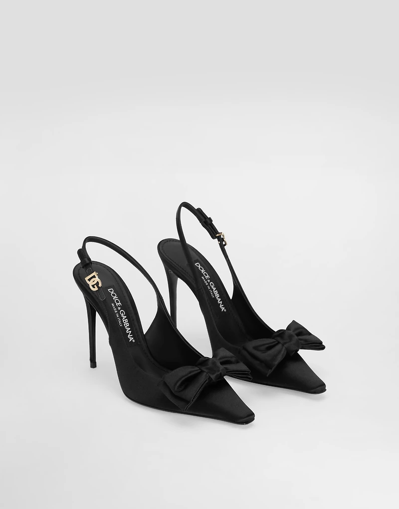 Satin slingbacks with bow detail