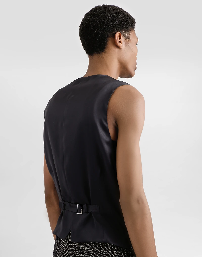 Wool chevron single-breasted vest