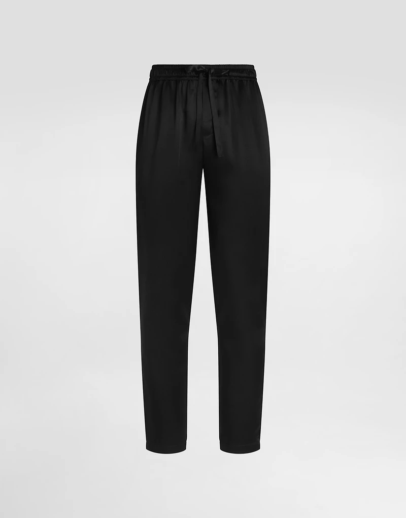 Silk pajama pants with logo embroidery