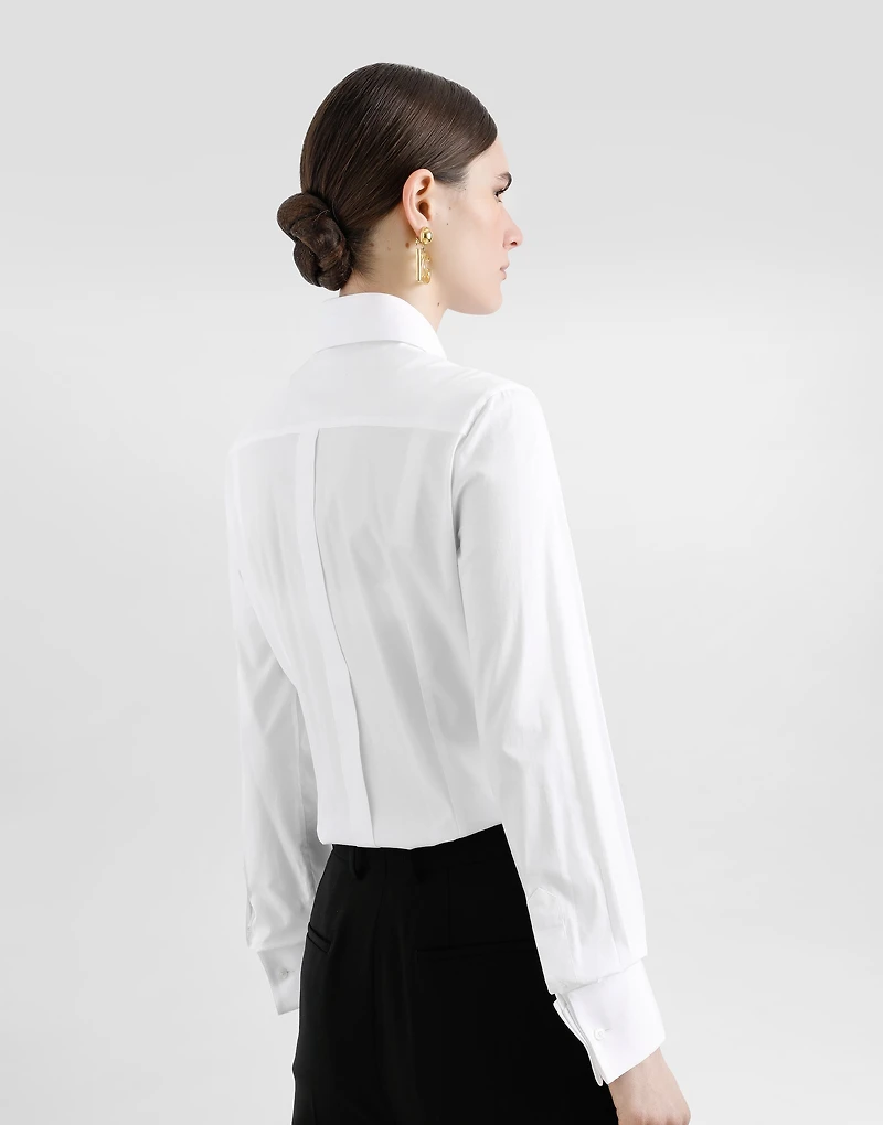 Stretch poplin tuxedo shirt