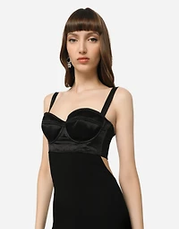 Jersey and satin calf-length dress