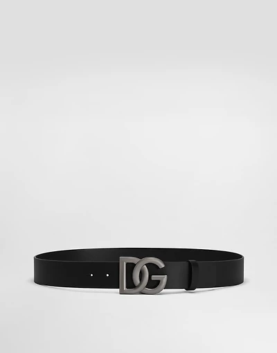 Lux leather belt with crossover DG logo buckle