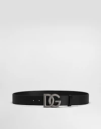Lux leather belt with crossover DG logo buckle