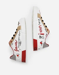 Printed calfskin Portofino Light low-top sneakers