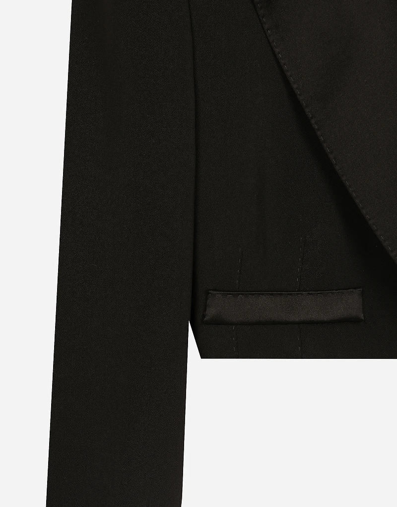 Single-breasted wool gabardine Spencer tuxedo jacket