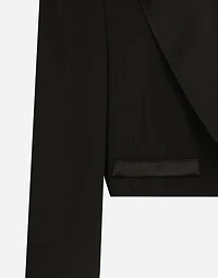 Single-breasted wool gabardine Spencer tuxedo jacket