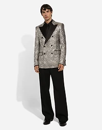 Sicilia double-breasted lamé jacquard tuxedo jacket