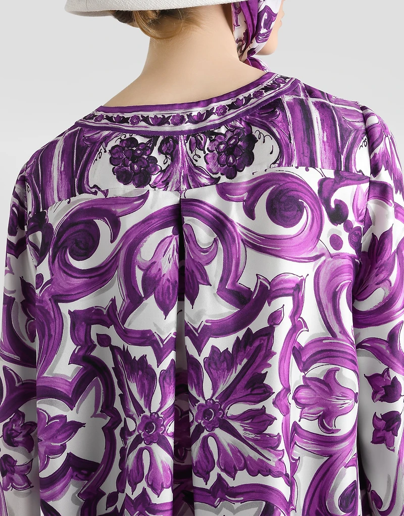Majolica-print twill dress
