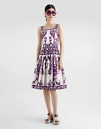 Majolica-print poplin dress