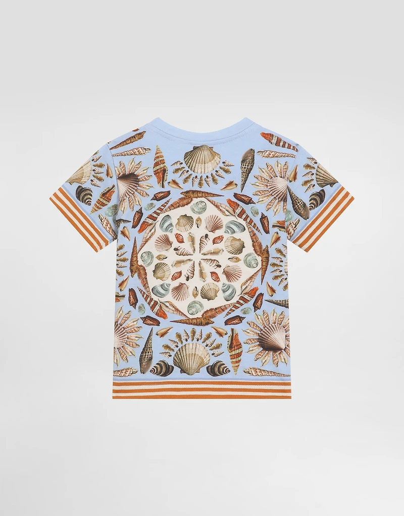Shell-print short-sleeved jersey t-shirt