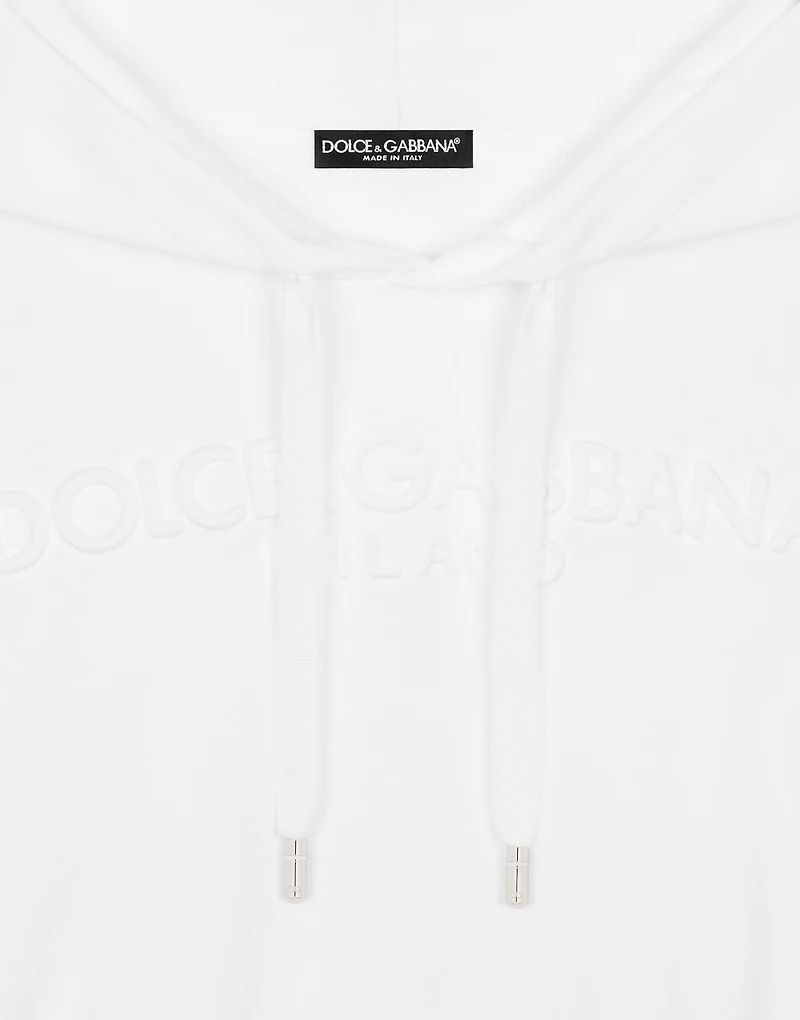 Jersey hoodie with embossed logo