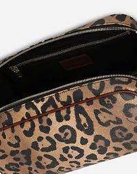 Leopard-print Crespo toiletry bag with branded plate