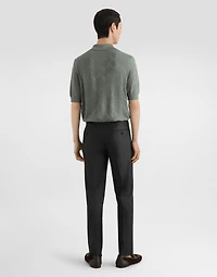 Micro-dot stitch silk polo shirt