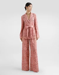 Floral cordonetto lace pajama shirt with DG logo