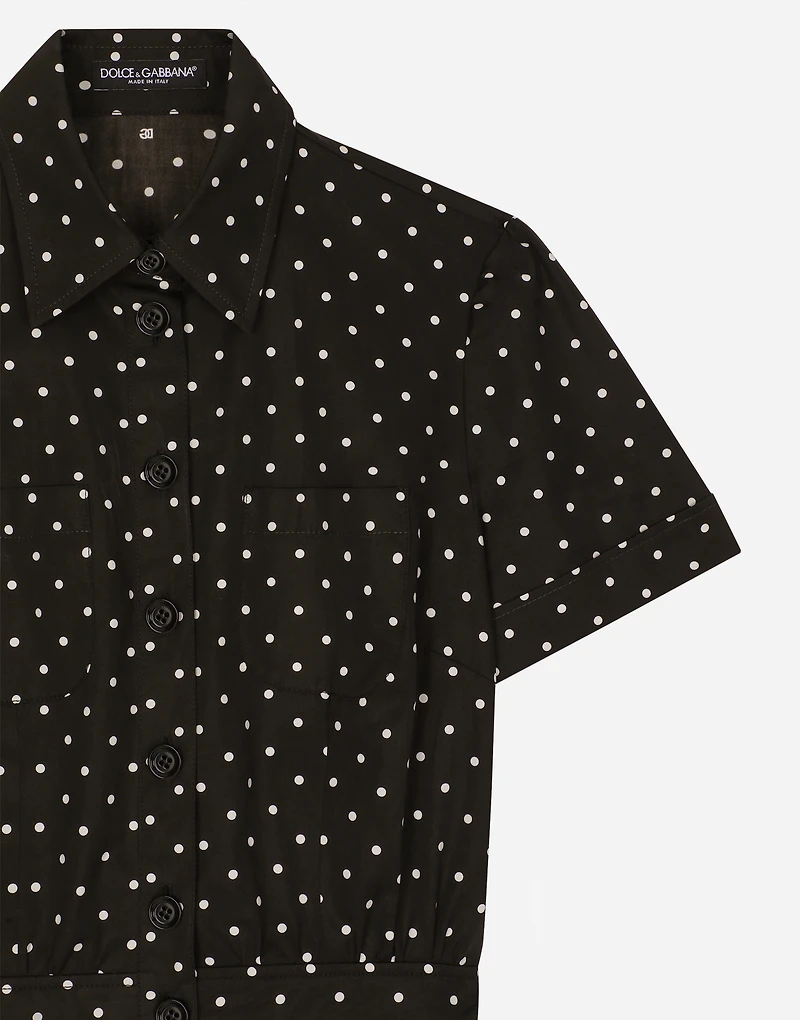 Cotton playsuit with polka-dot print