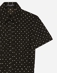 Cotton playsuit with polka-dot print