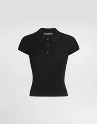 Ribbed viscose polo-shirt