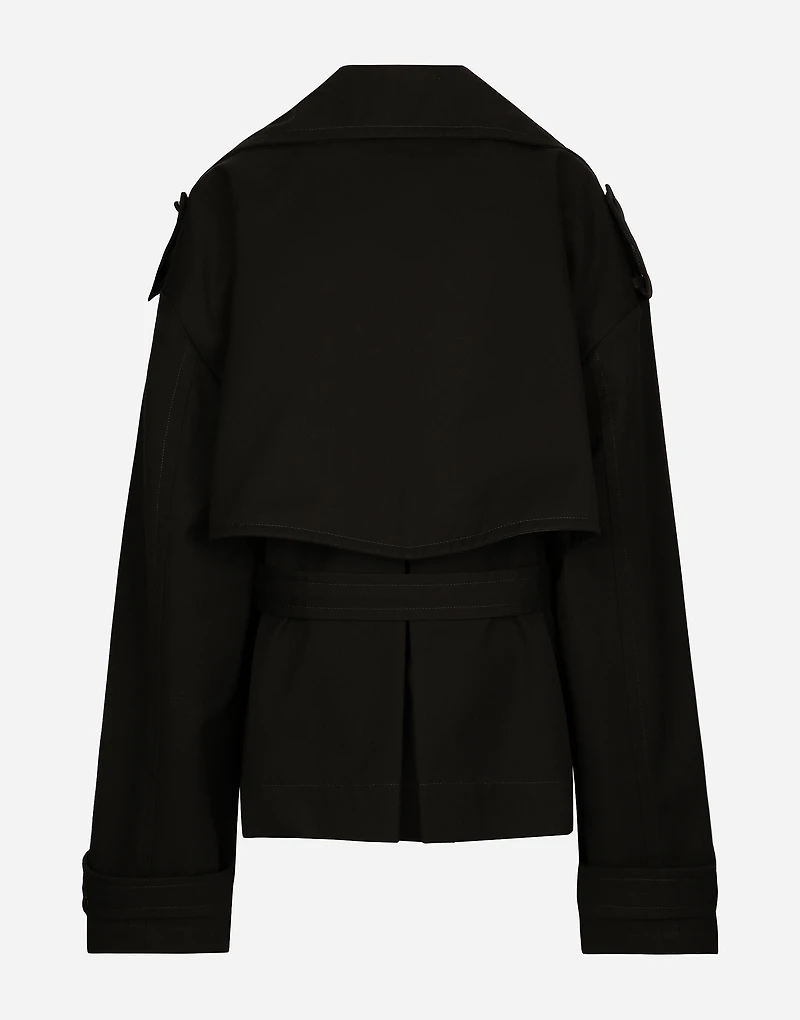 Double-breasted jacket with cotton belt