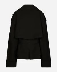 Double-breasted jacket with cotton belt