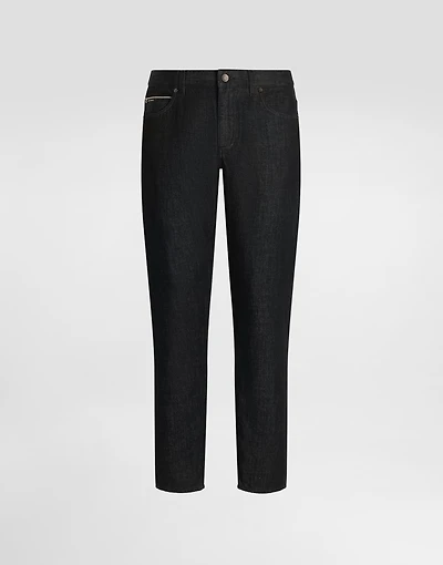 Regular-fit cotton jeans with tag