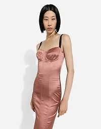 Satin calf-length corset dress
