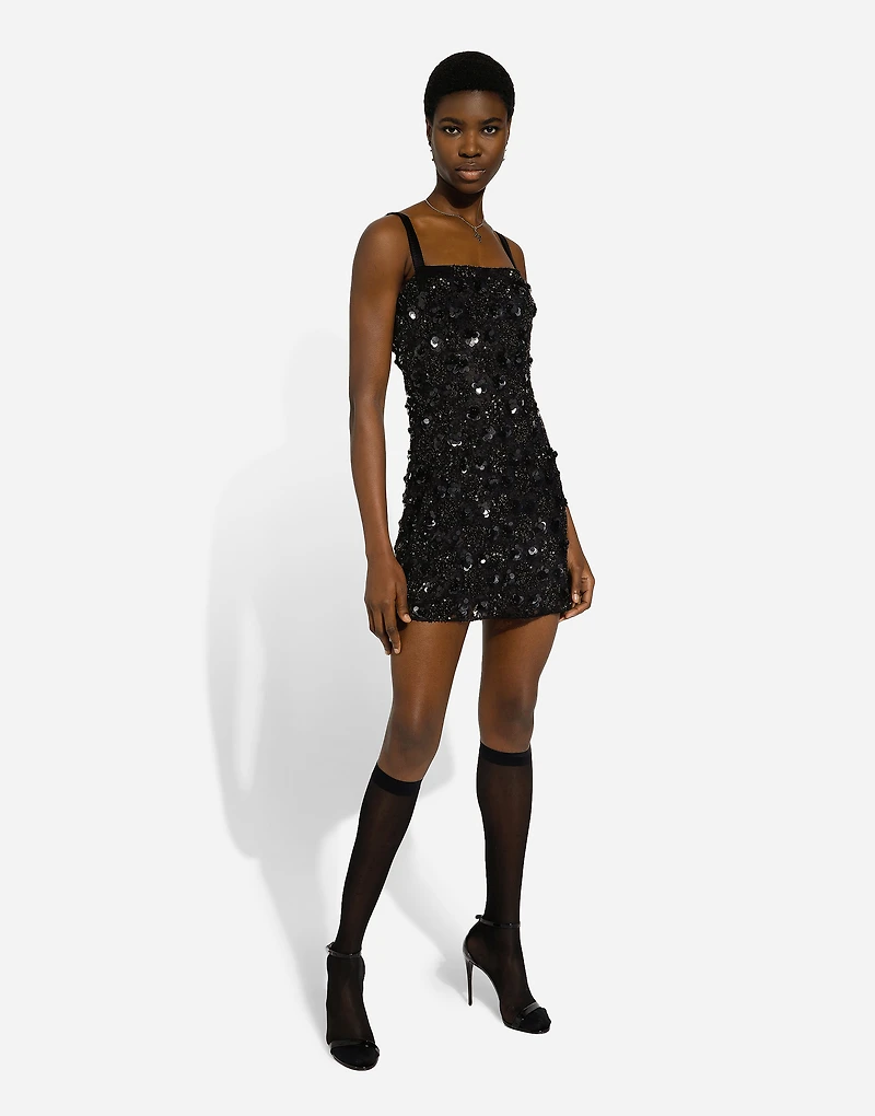 Short dress with sequin embellishment