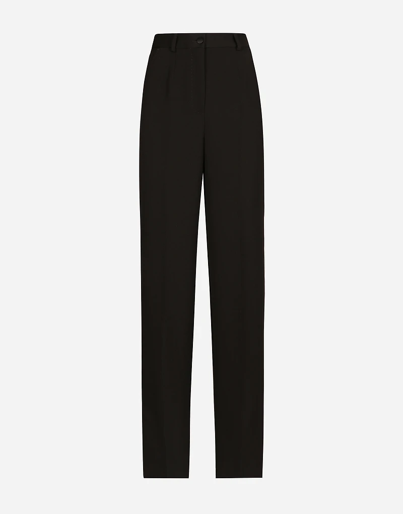 Wool gabardine tuxedo pants