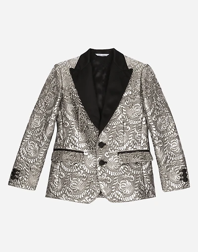 Single-breasted foiled jacquard jacket