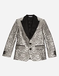 Single-breasted foiled jacquard jacket