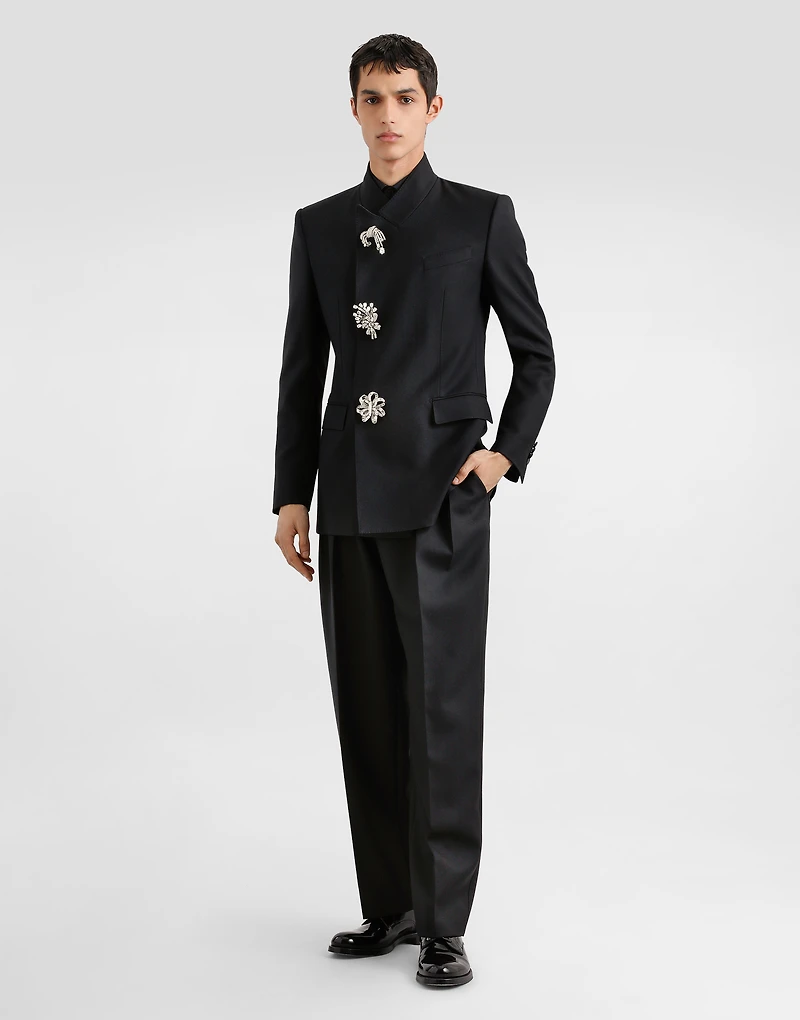 Double-breasted jacket inwool gabardine