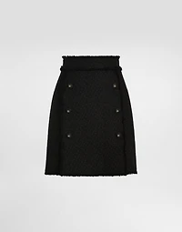 Short raschel tweed skirt with decorative DG logo buttons