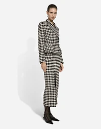 Long macro-houndstooth skirt