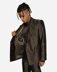 Shantung silk double-breasted Sicilia-fit suit