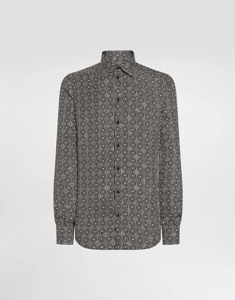 Printed silk twill martini shirt